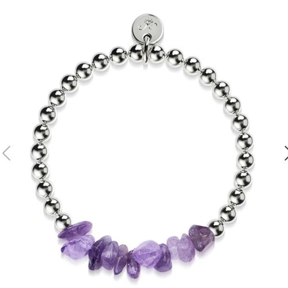 NOGU uncut amethyst gemstone stretch bracelet